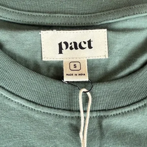Pact NWT Dark Forest‎ Softspun Pocket Tshirt Dress Sz Small Organic Cotton Green - Picture 10 of 12